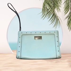 Kate Spade ♠️ Teal Astrid Blue Green Leather Clutch Purse Handbag